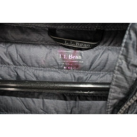LL Bean Ultralight 850 Down Sweater Black Nylon Hooded Midi Coat M Reg - Picture 6 of 10